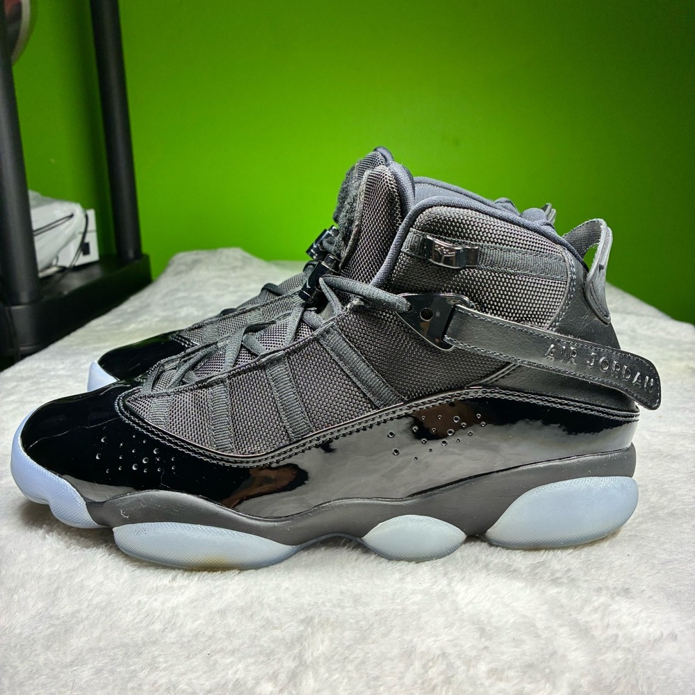 Pre Owned Jordan 6 Rings Space Jam Black Leather Sneakers Mens 10 - Picture 5 of 9